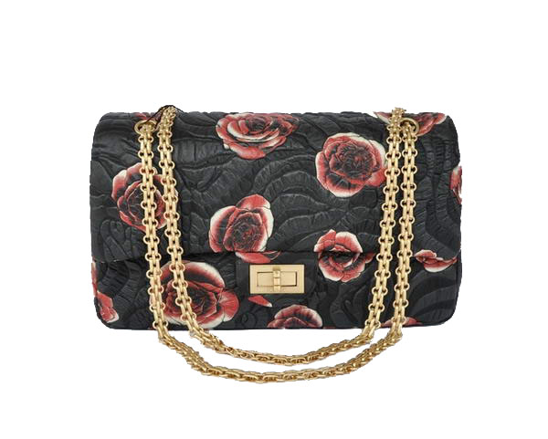 7A Fake Chanel 2.55 Rose Flap Bag 4771 Black Golden Hardware